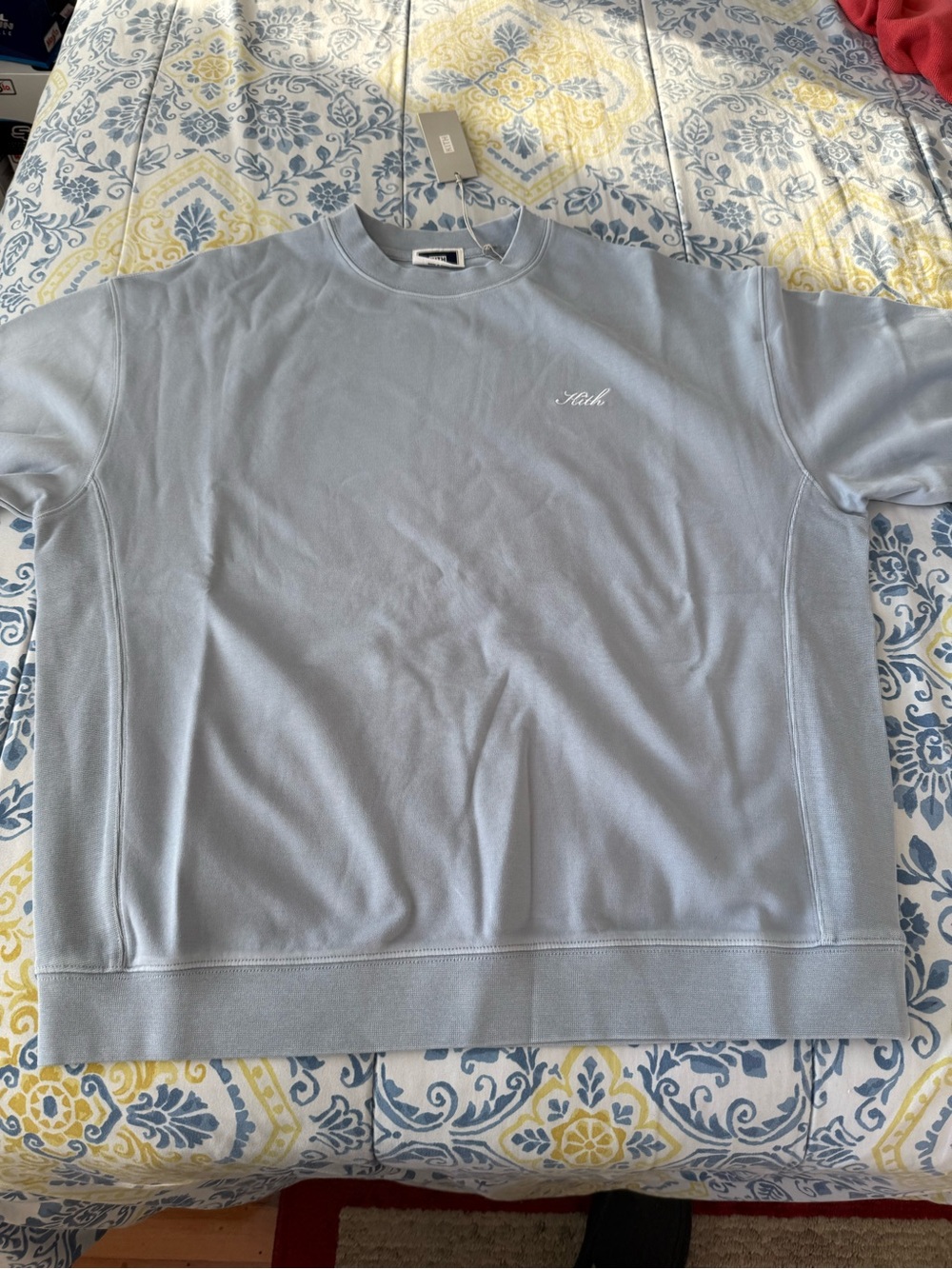 Kith Men’s Crystal Wash Interlock Vintage Crewneck LT Indigo